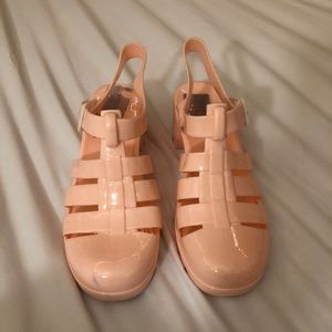 Peach colored jelly shoes